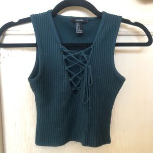 Forever 21 ribbed tie up crop top